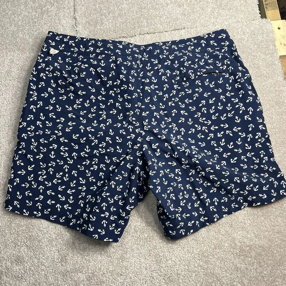 J.Crew  100% Nylon Men’s 32 Anchor‎ Print Shorts Pockets Drawstring